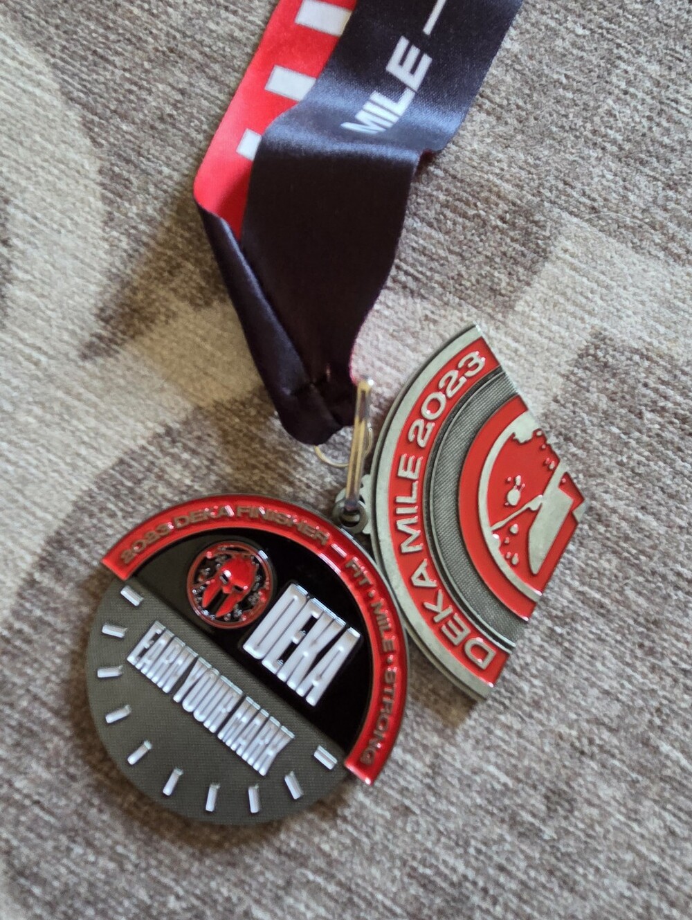 2023 Spartan Deka Finisher Medal And Wedge, Red and Black